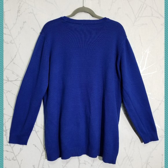 Blue Acrylic Christmas Theme Sweater Santa's Baby - Picture 2 of 3